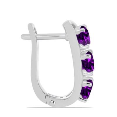 BUY 925 STERLING SILVER AFRICAN AMETHYST GEMSTONE THREE STONE EARRINGS – WHOLESALE JEWELRY SUPPLIER